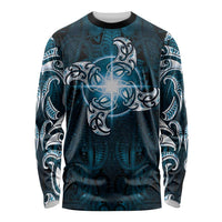 New Zealand Matariki Waita Long Sleeve Shirt Maori Moko Dark Blue Galaxy