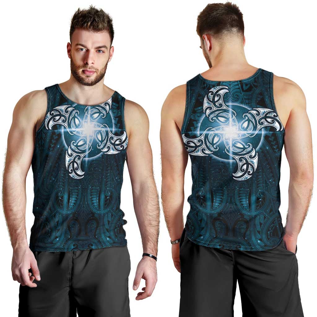 New Zealand Matariki Waita Men Tank Top Maori Moko Dark Blue Galaxy