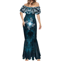 New Zealand Matariki Waita Mermaid Dress Maori Moko Dark Blue Galaxy