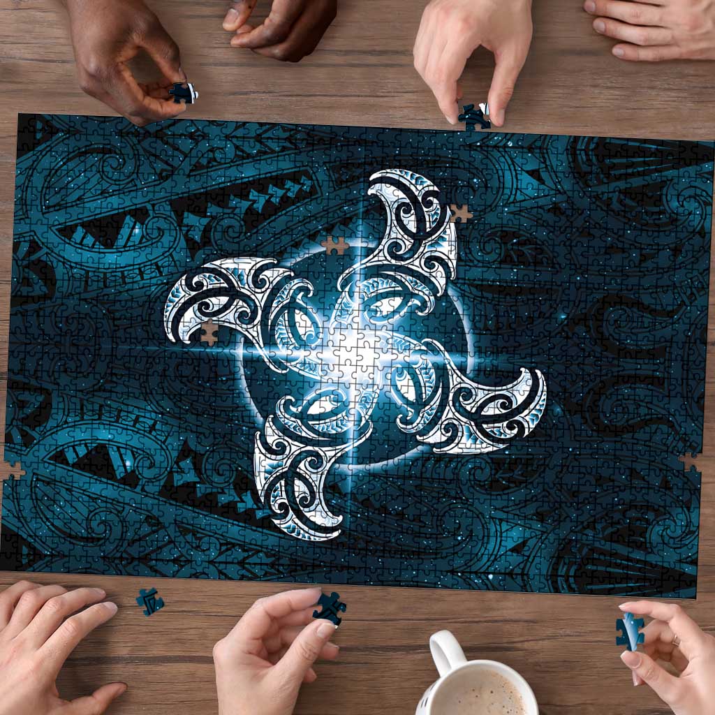 New Zealand Matariki Waita Puzzle Maori Moko Dark Blue Galaxy