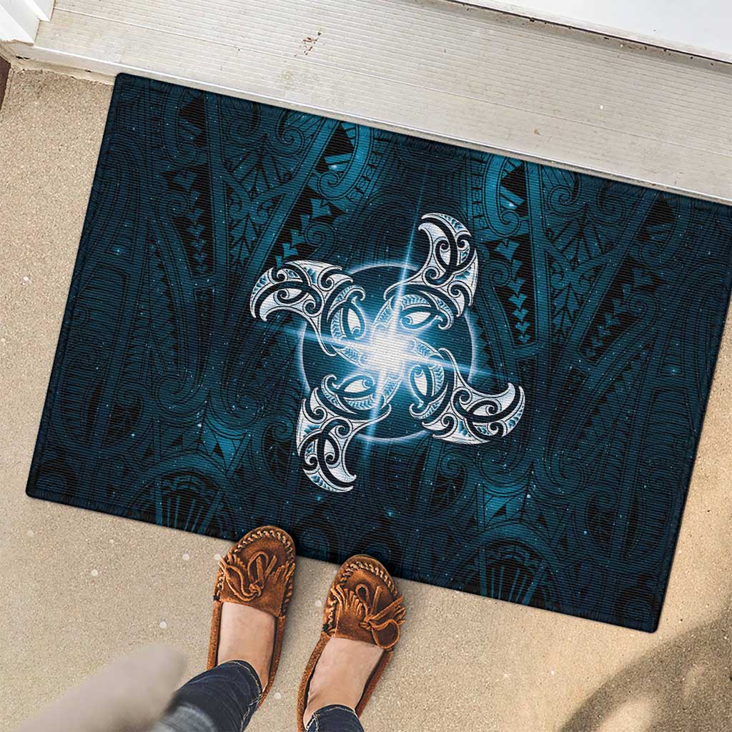 New Zealand Matariki Waita Rubber Doormat Maori Moko Dark Blue Galaxy