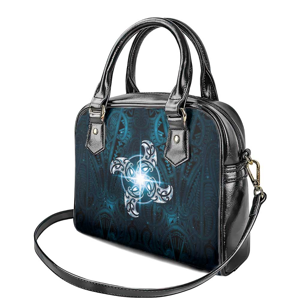 New Zealand Matariki Waita Shoulder Handbag Maori Moko Dark Blue Galaxy