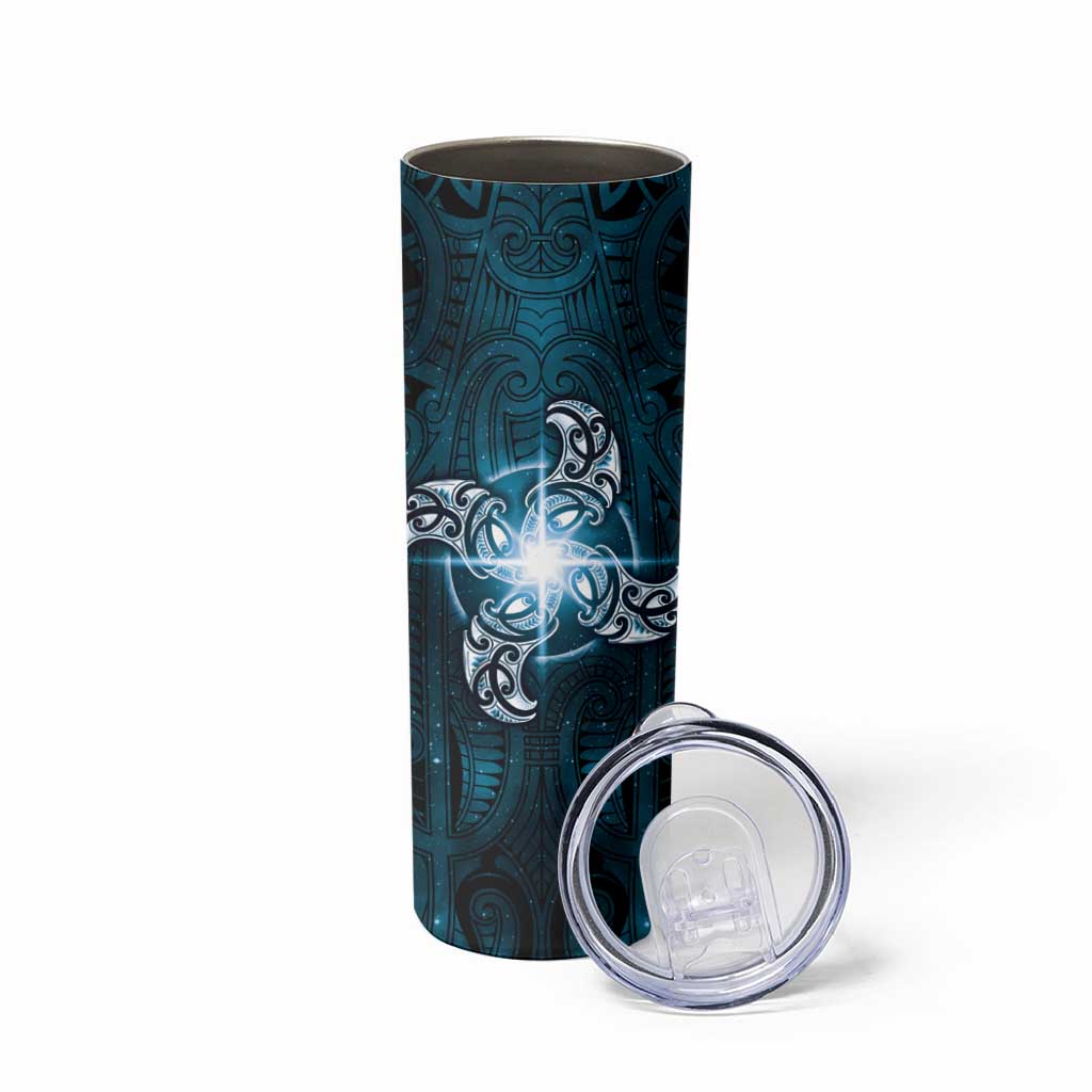 New Zealand Matariki Waita Skinny Tumbler Maori Moko Dark Blue Galaxy LT05 - Polynesian Pride