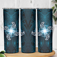 New Zealand Matariki Waita Skinny Tumbler Maori Moko Dark Blue Galaxy LT05 - Polynesian Pride