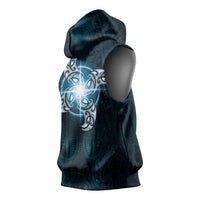 New Zealand Matariki Waita Sleeveless Hoodie Maori Moko Dark Blue Galaxy