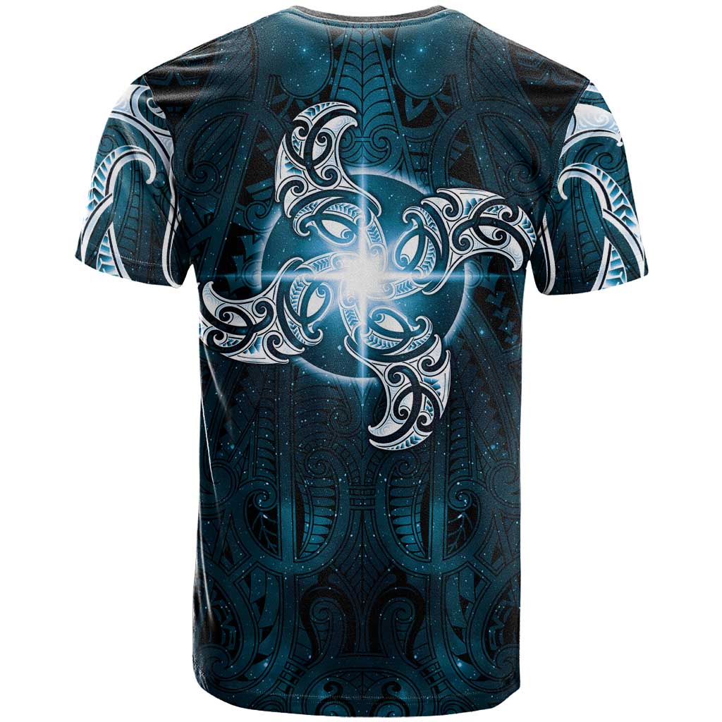 New Zealand Matariki Waita T Shirt Maori Moko Dark Blue Galaxy