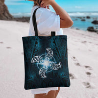 New Zealand Matariki Waita Tote Bag Maori Moko Dark Blue Galaxy