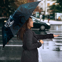New Zealand Matariki Waita Umbrella Maori Moko Dark Blue Galaxy