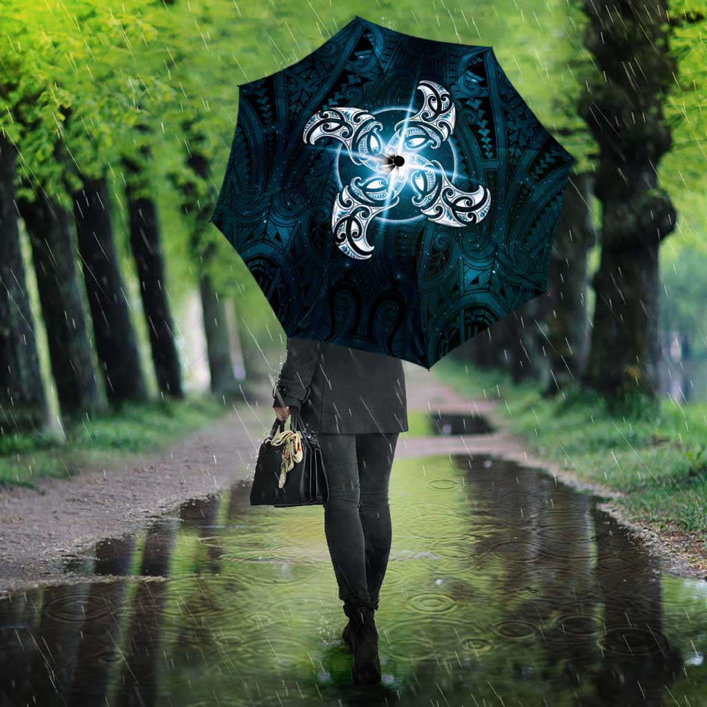 New Zealand Matariki Waita Umbrella Maori Moko Dark Blue Galaxy