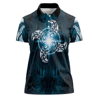 New Zealand Matariki Waita Women Polo Shirt Maori Moko Dark Blue Galaxy