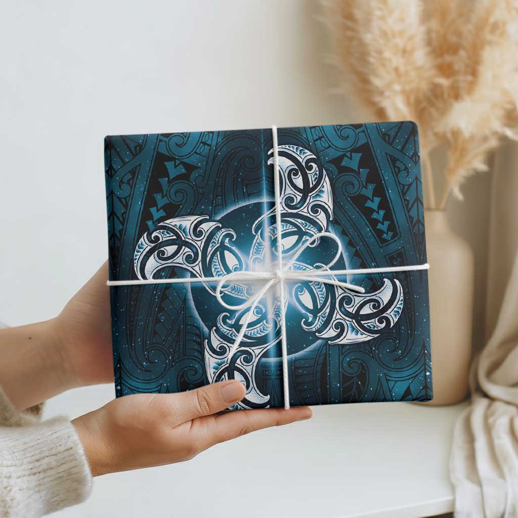 New Zealand Matariki Waita Wrapping Paper Maori Moko Dark Blue Galaxy