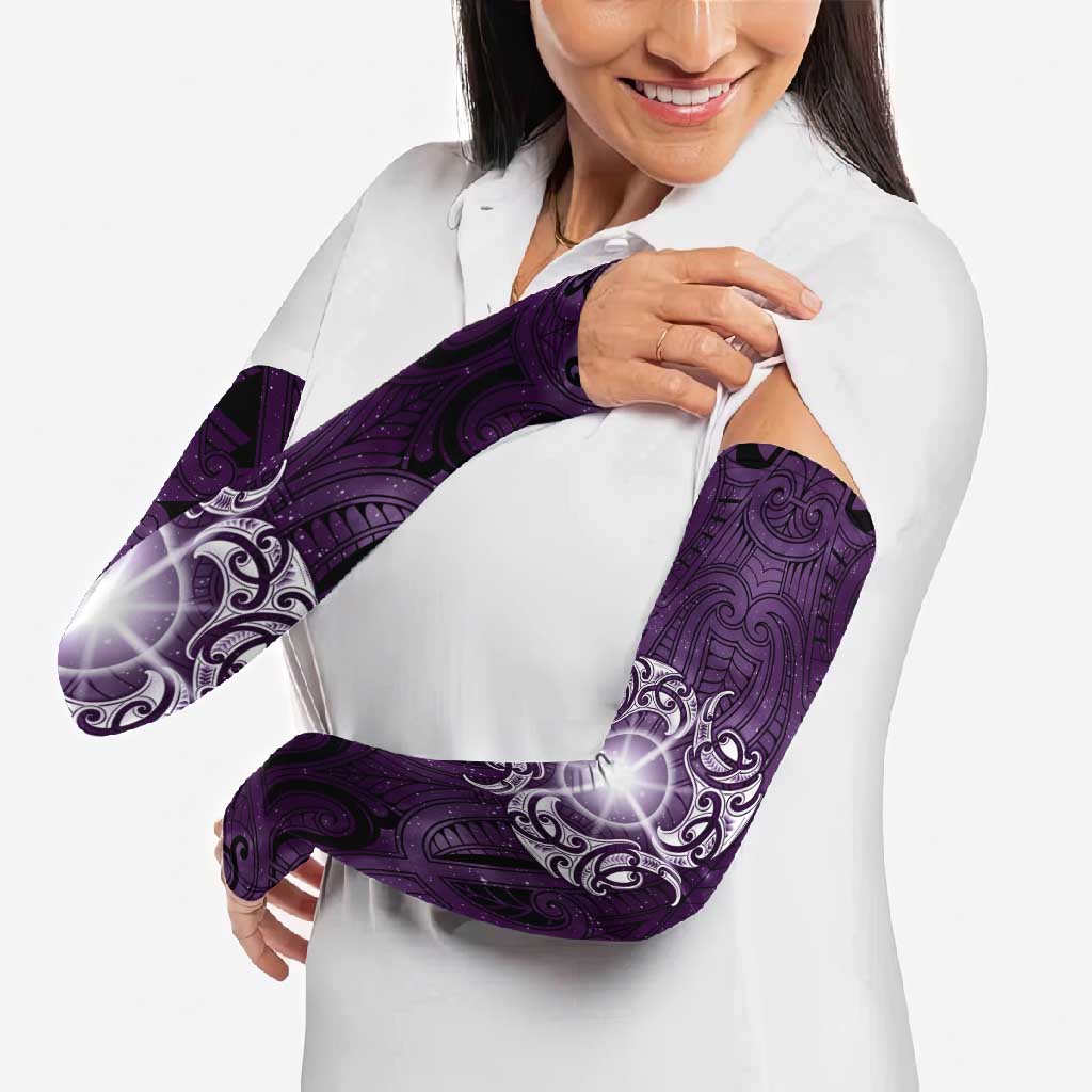 New Zealand Matariki Waipunarangi Arm Sleeves Maori Moko Purple Galaxy