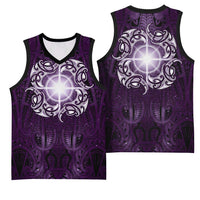 New Zealand Matariki Waipunarangi Basketball Jersey Maori Moko Purple Galaxy LT05 - Polynesian Pride