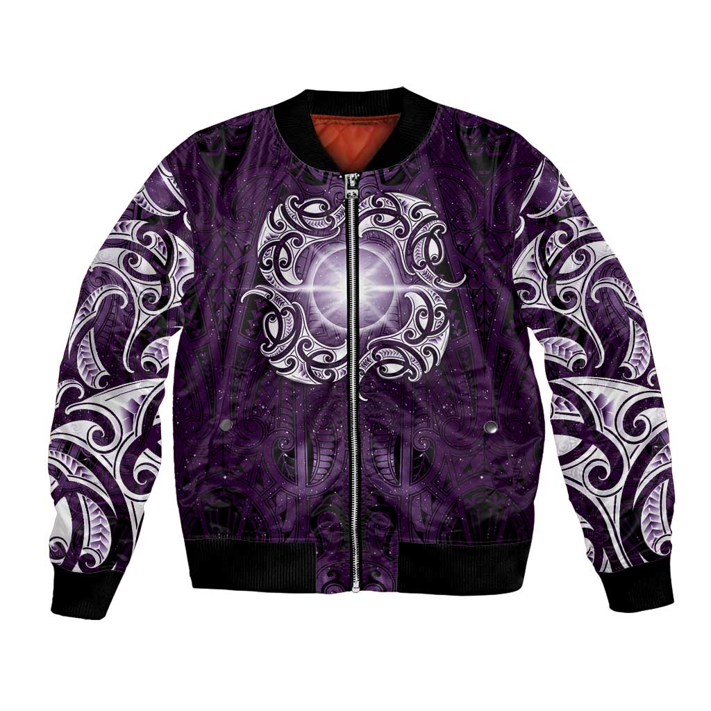 New Zealand Matariki Waipunarangi Bomber Jacket Maori Moko Purple Galaxy