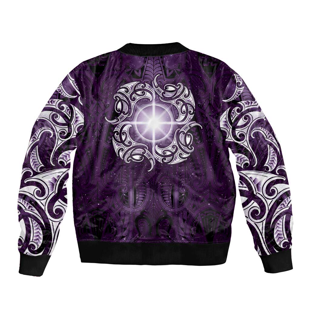 New Zealand Matariki Waipunarangi Bomber Jacket Maori Moko Purple Galaxy