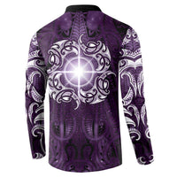 New Zealand Matariki Waipunarangi Button Sweatshirt Maori Moko Purple Galaxy