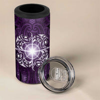 New Zealand Matariki Waipunarangi 4 in 1 Can Cooler Tumbler Maori Moko Purple Galaxy LT05 - Polynesian Pride
