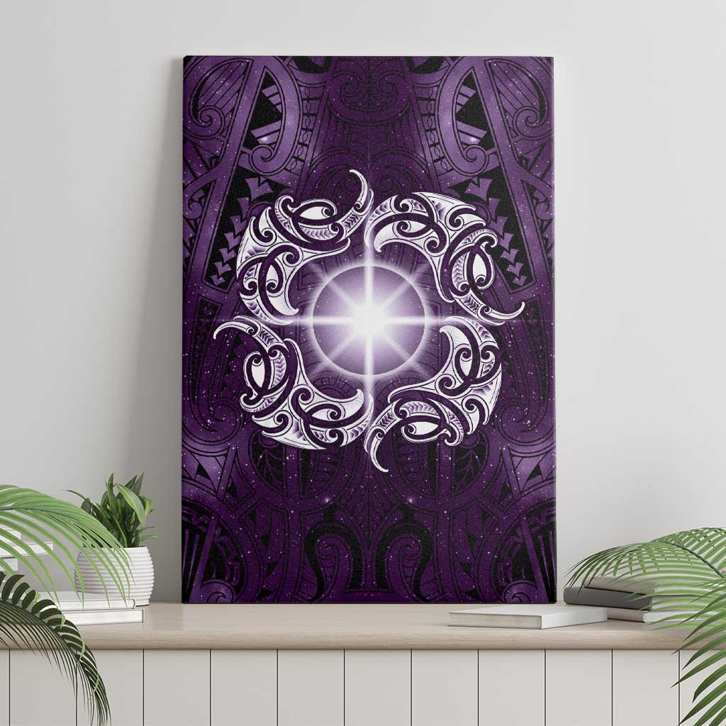 New Zealand Matariki Waipunarangi Canvas Wall Art Maori Moko Purple Galaxy