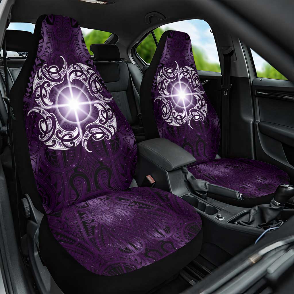 New Zealand Matariki Waipunarangi Car Seat Cover Maori Moko Purple Galaxy LT05 One Size Purple - Polynesian Pride