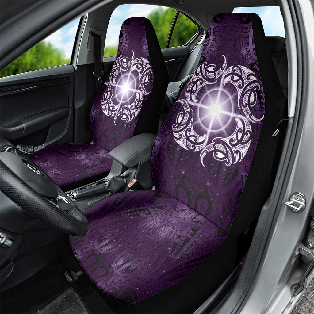 New Zealand Matariki Waipunarangi Car Seat Cover Maori Moko Purple Galaxy LT05 - Polynesian Pride