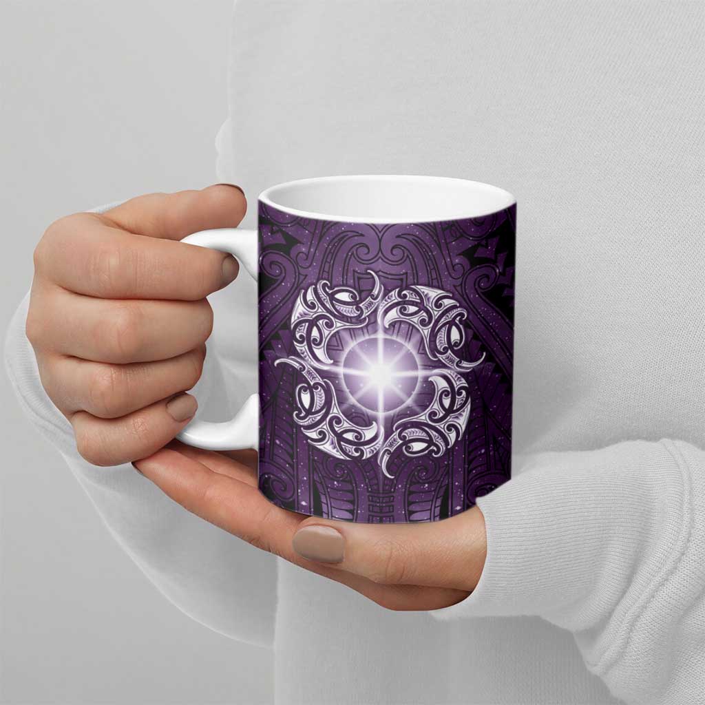 New Zealand Matariki Waipunarangi Ceramic Mug Maori Moko Purple Galaxy