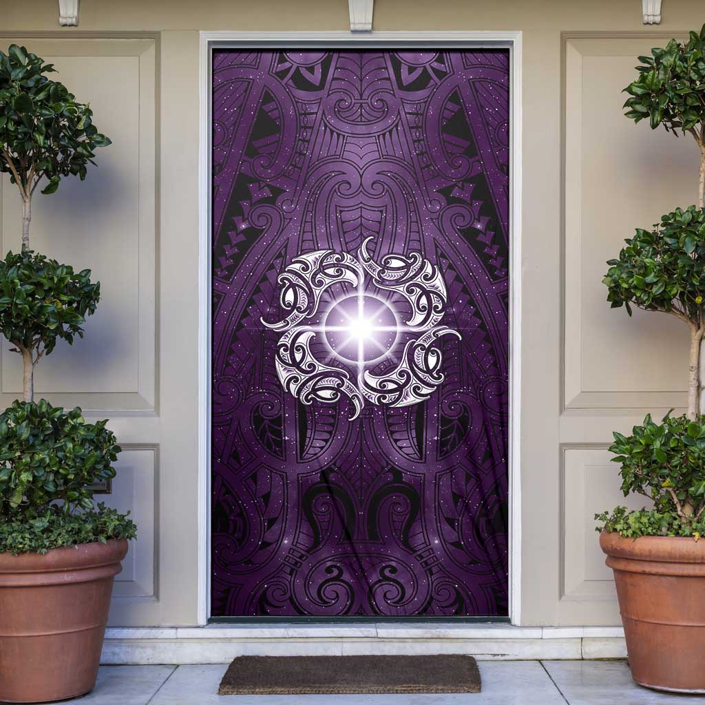 New Zealand Matariki Waipunarangi Door Cover Maori Moko Purple Galaxy LT05 Purple - Polynesian Pride