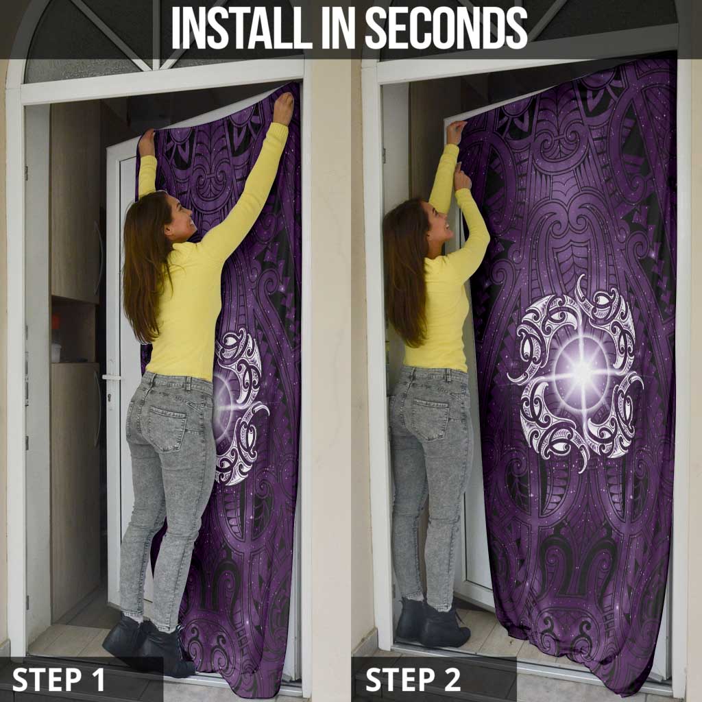 New Zealand Matariki Waipunarangi Door Cover Maori Moko Purple Galaxy LT05 - Polynesian Pride