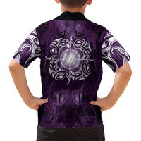 New Zealand Matariki Waipunarangi Family Matching Tank Maxi Dress and Hawaiian Shirt Maori Moko Purple Galaxy LT05 - Polynesian Pride