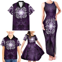New Zealand Matariki Waipunarangi Family Matching Tank Maxi Dress and Hawaiian Shirt Maori Moko Purple Galaxy LT05 - Polynesian Pride