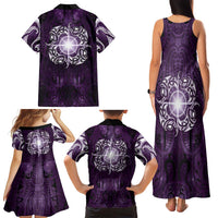 New Zealand Matariki Waipunarangi Family Matching Tank Maxi Dress and Hawaiian Shirt Maori Moko Purple Galaxy LT05 - Polynesian Pride