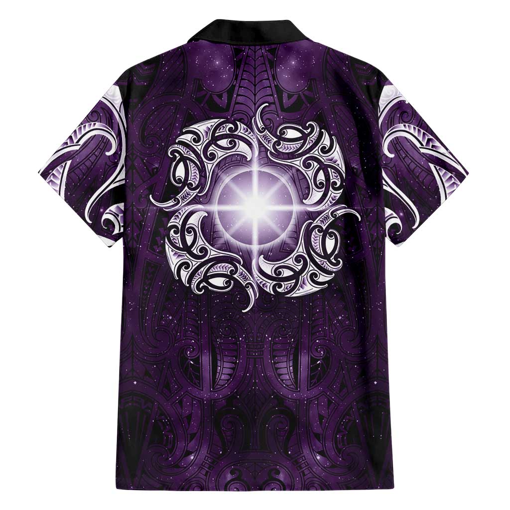 New Zealand Matariki Waipunarangi Family Matching Tank Maxi Dress and Hawaiian Shirt Maori Moko Purple Galaxy LT05 - Polynesian Pride