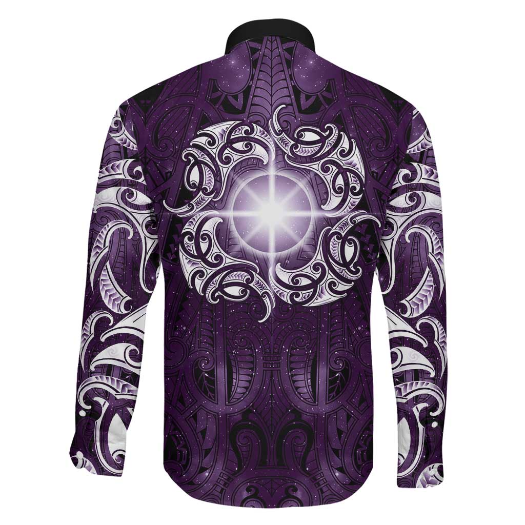 New Zealand Matariki Waipunarangi Family Matching Tank Maxi Dress and Hawaiian Shirt Maori Moko Purple Galaxy LT05 - Polynesian Pride
