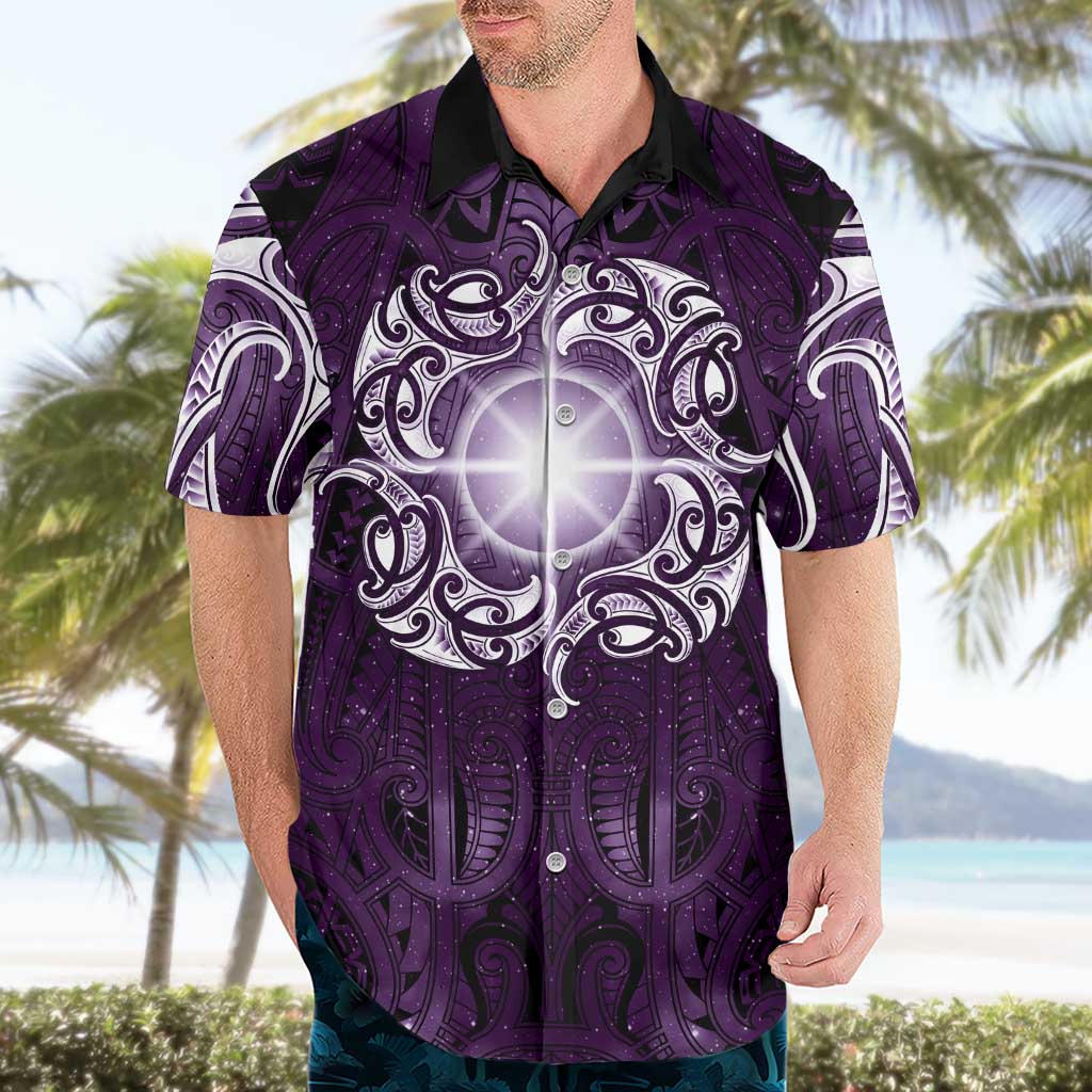New Zealand Matariki Waipunarangi Hawaiian Shirt Maori Moko Purple Galaxy LT05 - Polynesian Pride