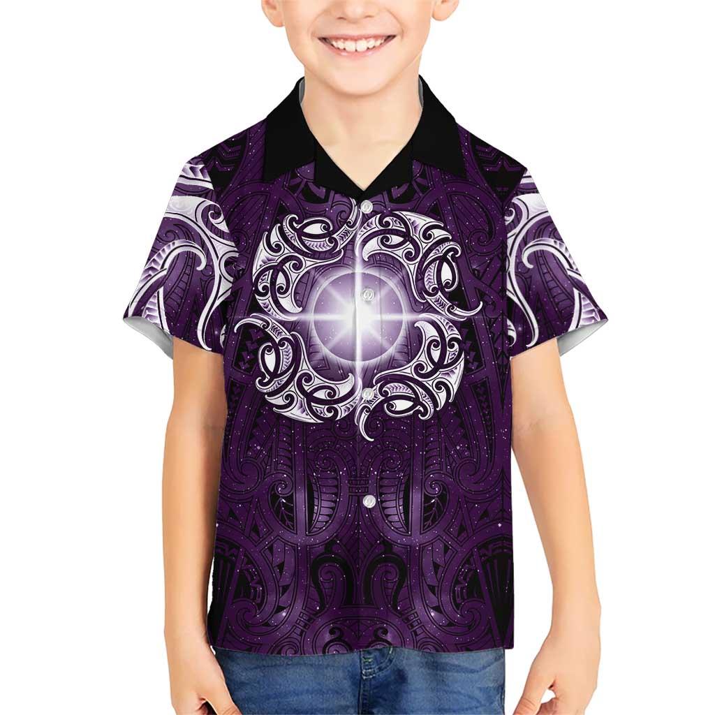 New Zealand Matariki Waipunarangi Hawaiian Shirt Maori Moko Purple Galaxy LT05 - Polynesian Pride
