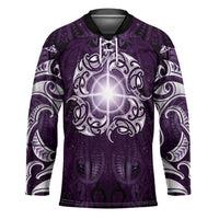 New Zealand Matariki Waipunarangi Hockey Jersey Maori Moko Purple Galaxy LT05 Unisex Purple - Polynesian Pride