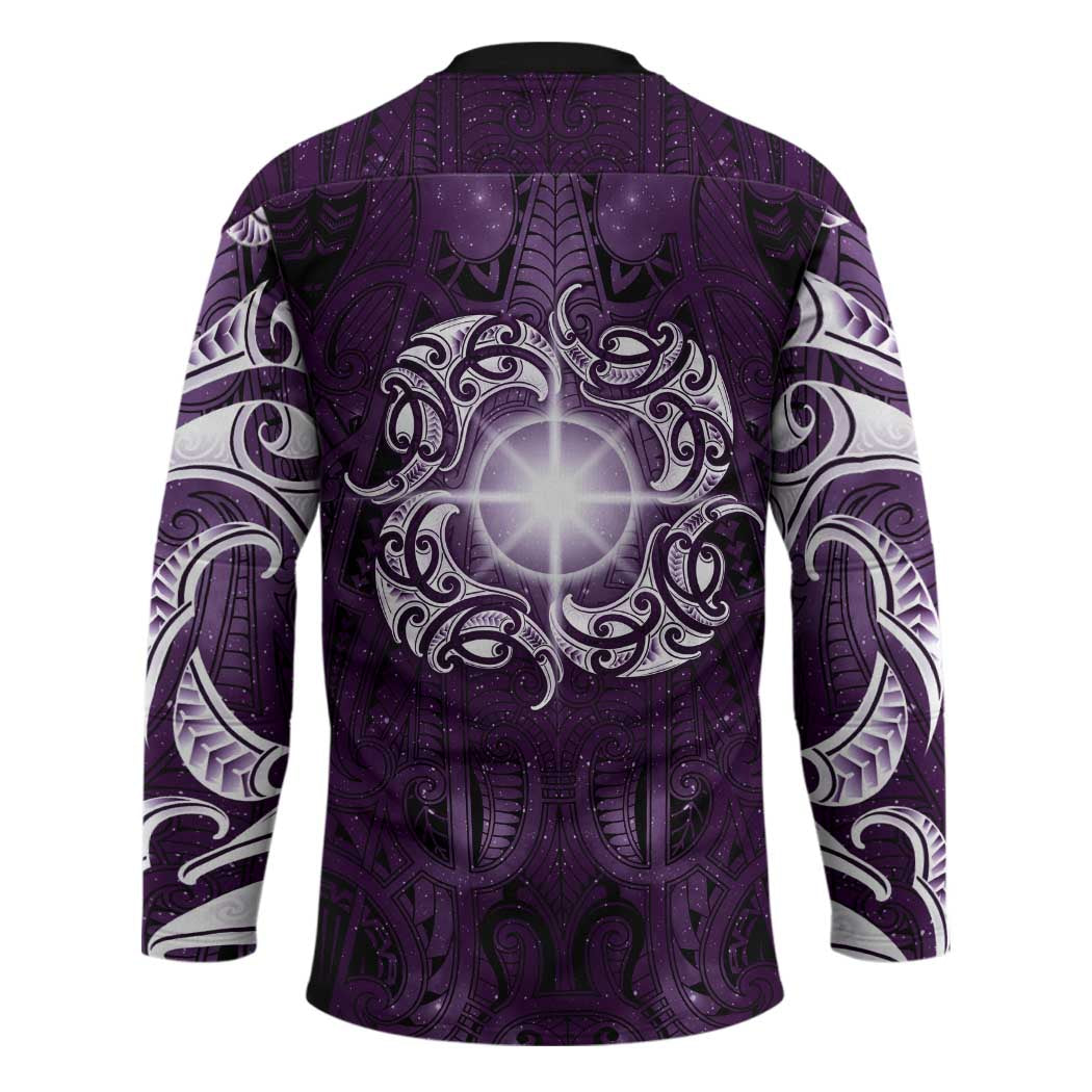 New Zealand Matariki Waipunarangi Hockey Jersey Maori Moko Purple Galaxy LT05 - Polynesian Pride