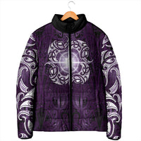 New Zealand Matariki Waipunarangi Padded Jacket Maori Moko Purple Galaxy