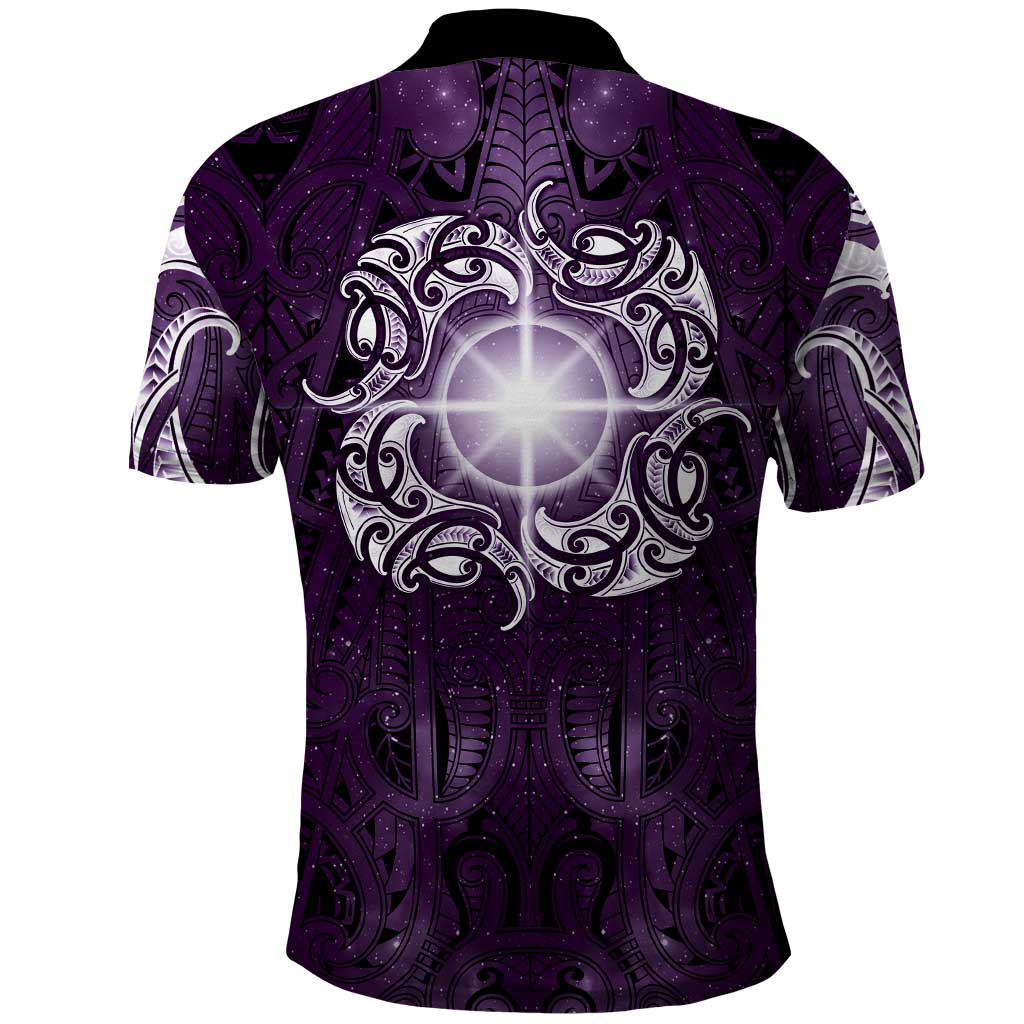 New Zealand Matariki Waipunarangi Polo Shirt Maori Moko Purple Galaxy LT05 - Polynesian Pride
