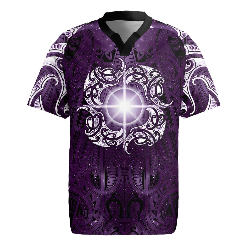 New Zealand Matariki Waipunarangi Rugby Jersey Maori Moko Purple Galaxy