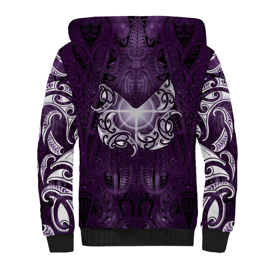 New Zealand Matariki Waipunarangi Sherpa Hoodie Maori Moko Purple Galaxy LT05 - Polynesian Pride