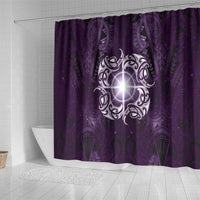 New Zealand Matariki Waipunarangi Shower Curtain Maori Moko Purple Galaxy