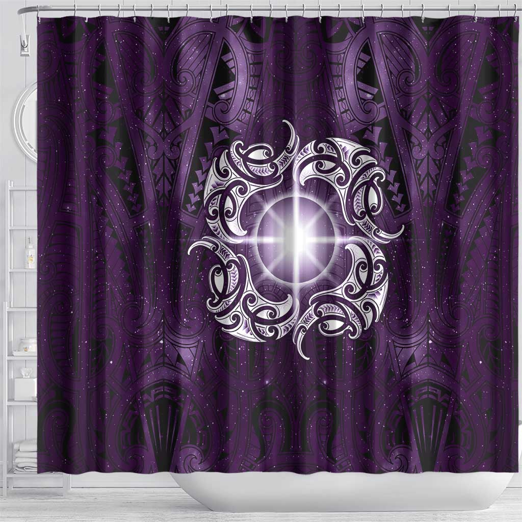 New Zealand Matariki Waipunarangi Shower Curtain Maori Moko Purple Galaxy