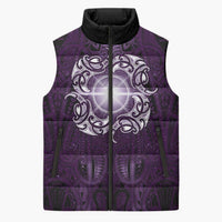 New Zealand Matariki Waipunarangi Sleeveless Puffer Jacket Maori Moko Purple Galaxy