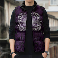 New Zealand Matariki Waipunarangi Sleeveless Puffer Jacket Maori Moko Purple Galaxy