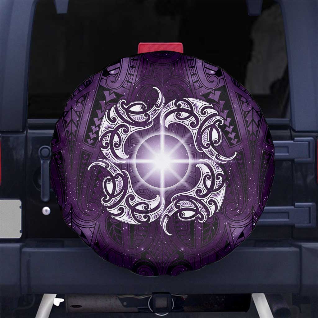 New Zealand Matariki Waipunarangi Spare Tire Cover Maori Moko Purple Galaxy LT05 No hole Purple - Polynesian Pride