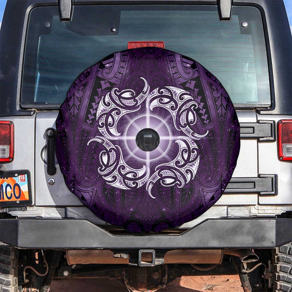 New Zealand Matariki Waipunarangi Spare Tire Cover Maori Moko Purple Galaxy LT05 Purple - Polynesian Pride
