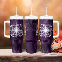 New Zealand Matariki Waipunarangi Tumbler With Handle Maori Moko Purple Galaxy