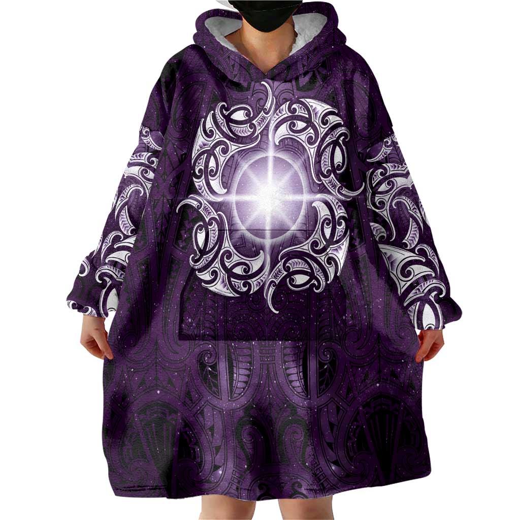 New Zealand Matariki Waipunarangi Wearable Blanket Hoodie Maori Moko Purple Galaxy LT05 - Polynesian Pride