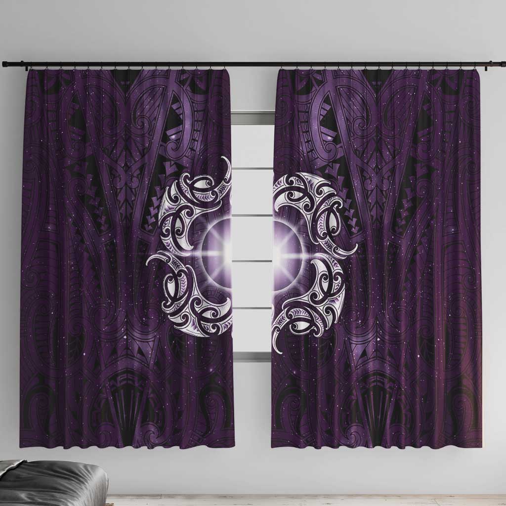 New Zealand Matariki Waipunarangi Window Curtain Maori Moko Purple Galaxy