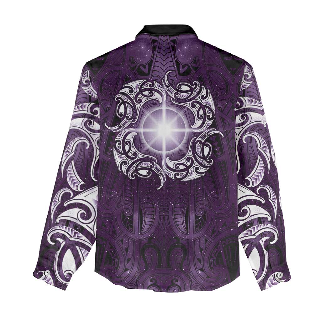 New Zealand Matariki Waipunarangi Women Casual Shirt Maori Moko Purple Galaxy LT05 - Polynesian Pride